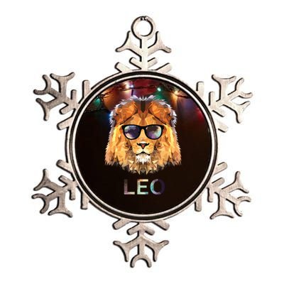 Leo Zodiac Lion With Cool Sunglasses Birthday Metallic Star Ornament