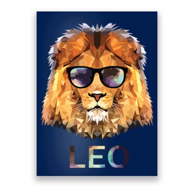 Leo Zodiac Lion With Cool Sunglasses Birthday Poster