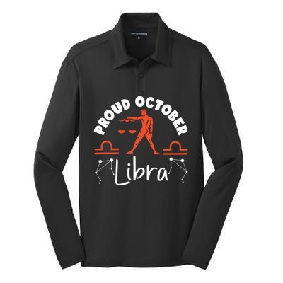 Libra Zodiac: Proud October Libra Gift Silk Touch Performance Long Sleeve Polo