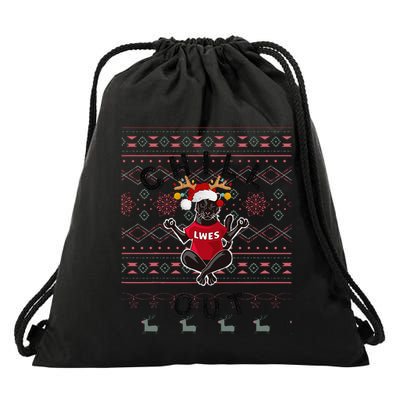 Lwes Zen Panther Ugly Sweater Drawstring Bag