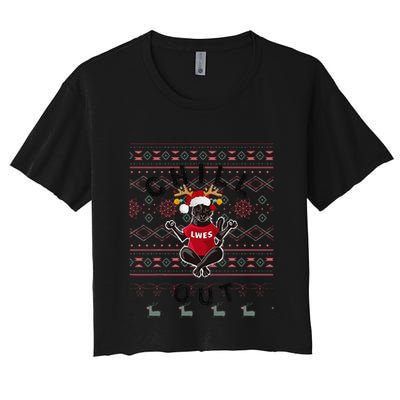 Lwes Zen Panther Ugly Sweater Crop Top