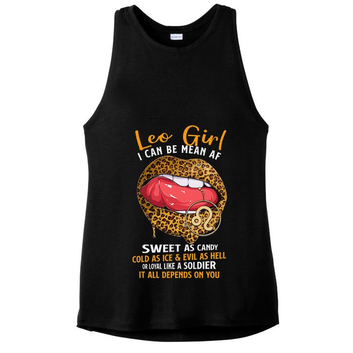 Leo Zodiac Sign Sweet As Candy Leopard Lip Ladies PosiCharge Tri-Blend Wicking Tank