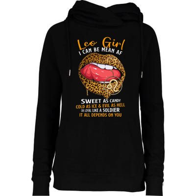 Leo Zodiac Sign Sweet As Candy Leopard Lip Womens Funnel Neck Pullover Hood