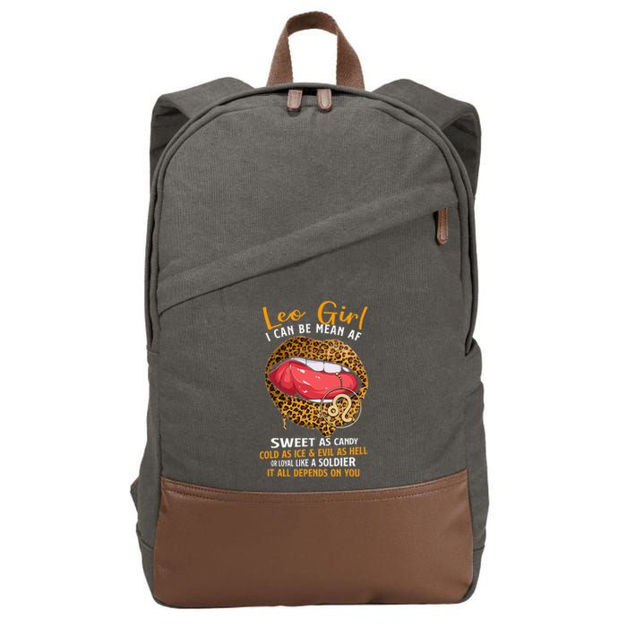 Leo Zodiac Sign Sweet As Candy Leopard Lip Cotton Canvas Backpack