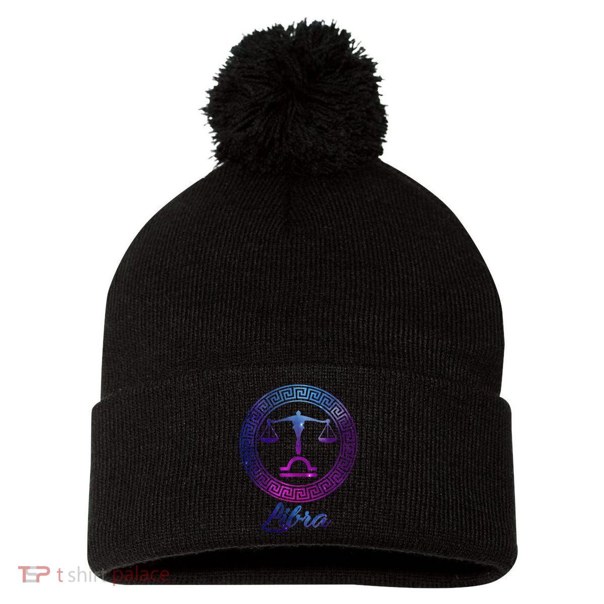 Libra Zodiac Sign Pom Pom 12in Knit Beanie