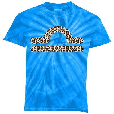 Libra Zodiac Sign Leopard Gift Kids Tie-Dye T-Shirt