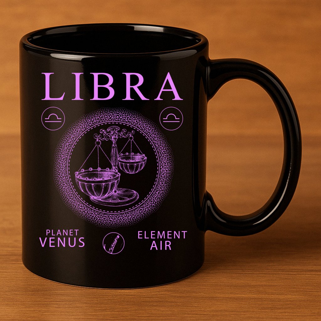 Libra Zodiac Sign Gift 11oz C Handle Ceramic Mug