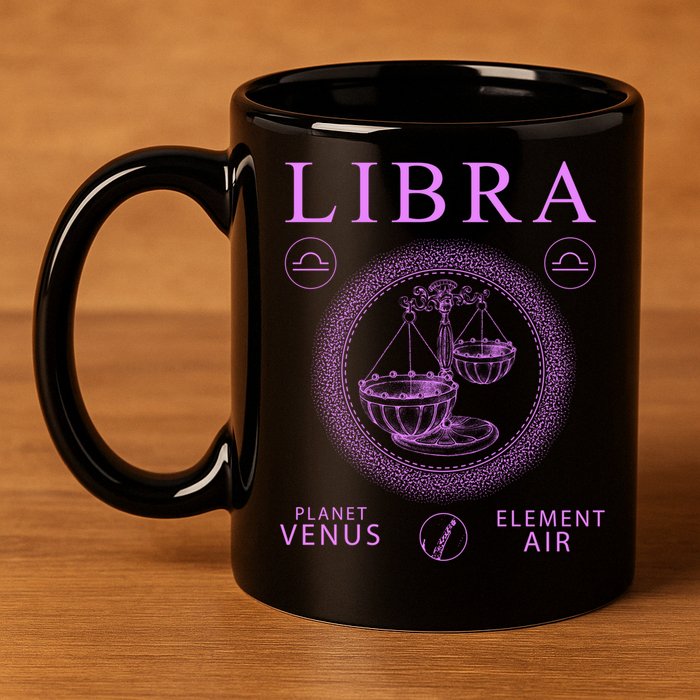 Libra Zodiac Sign Gift 11oz C Handle Ceramic Mug
