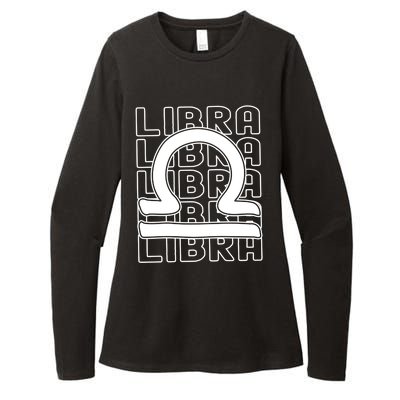 Libra Zodiac Sign Typography Astrology Gift Womens CVC Long Sleeve Shirt