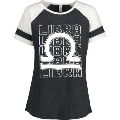 Libra Zodiac Sign Typography Astrology Gift Enza Ladies Jersey Colorblock Tee