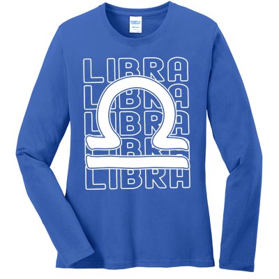 Libra Zodiac Sign Typography Astrology Gift Ladies Long Sleeve Shirt