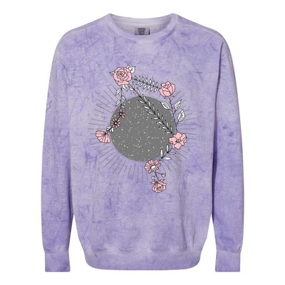 Libra Zodiac Sign Planet Venus Floral Stars Cool Gift Colorblast Crewneck Sweatshirt