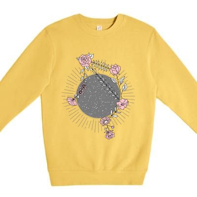 Libra Zodiac Sign Planet Venus Floral Stars Cool Gift Premium Crewneck Sweatshirt