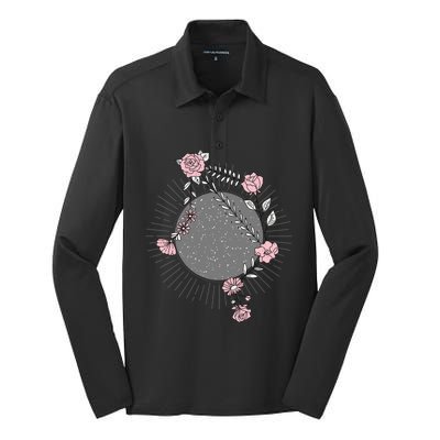 Libra Zodiac Sign Planet Venus Floral Stars Cool Gift Silk Touch Performance Long Sleeve Polo