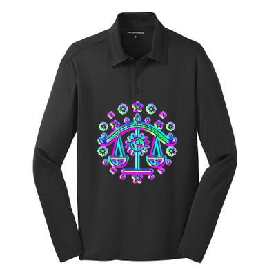 Libra Zodiac Sign Funny Gift Silk Touch Performance Long Sleeve Polo