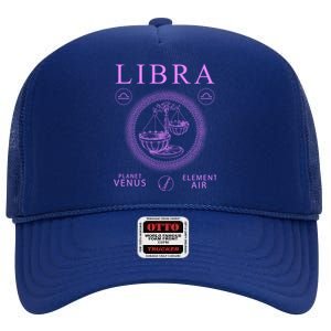 Libra Zodiac Sign Great Gift High Crown Mesh Back Trucker Hat