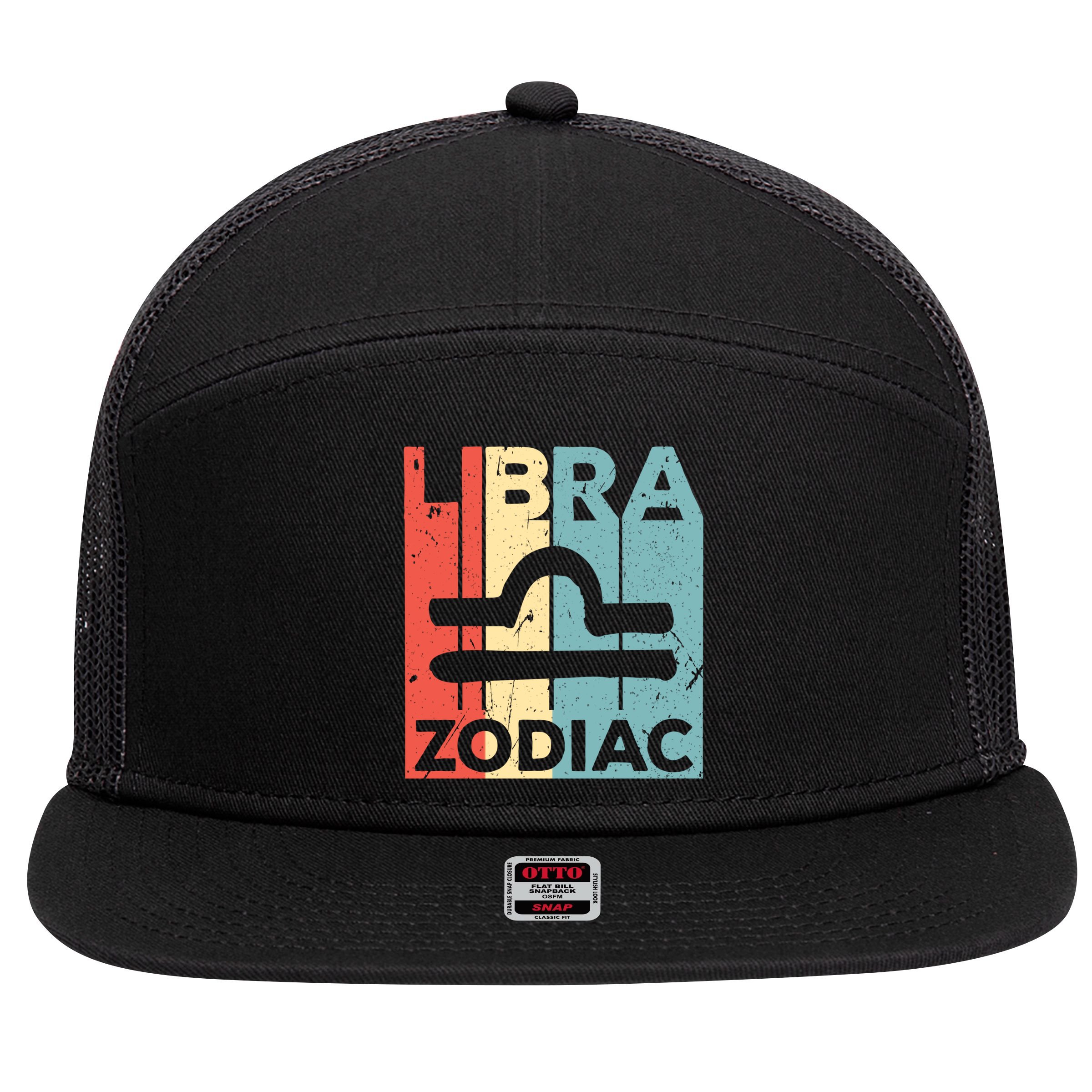 Libra Zodiac Symbol Unisex Gift 7 Panel Mesh Trucker Snapback Hat