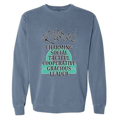 Libra Zodiac Sign January February Birthday Facts Features Gift Garment-Dyed Sweatshirt