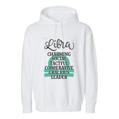 Libra Zodiac Sign January February Birthday Facts Features Gift Garment-Dyed Fleece Hoodie