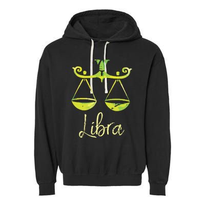 Libra Zodiac Sign Garment-Dyed Fleece Hoodie