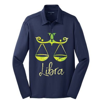 Libra Zodiac Sign Silk Touch Performance Long Sleeve Polo