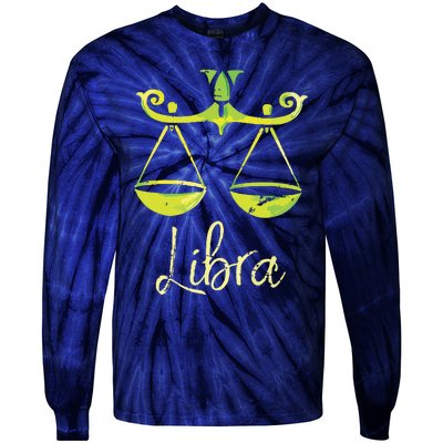 Libra Zodiac Sign Tie-Dye Long Sleeve Shirt