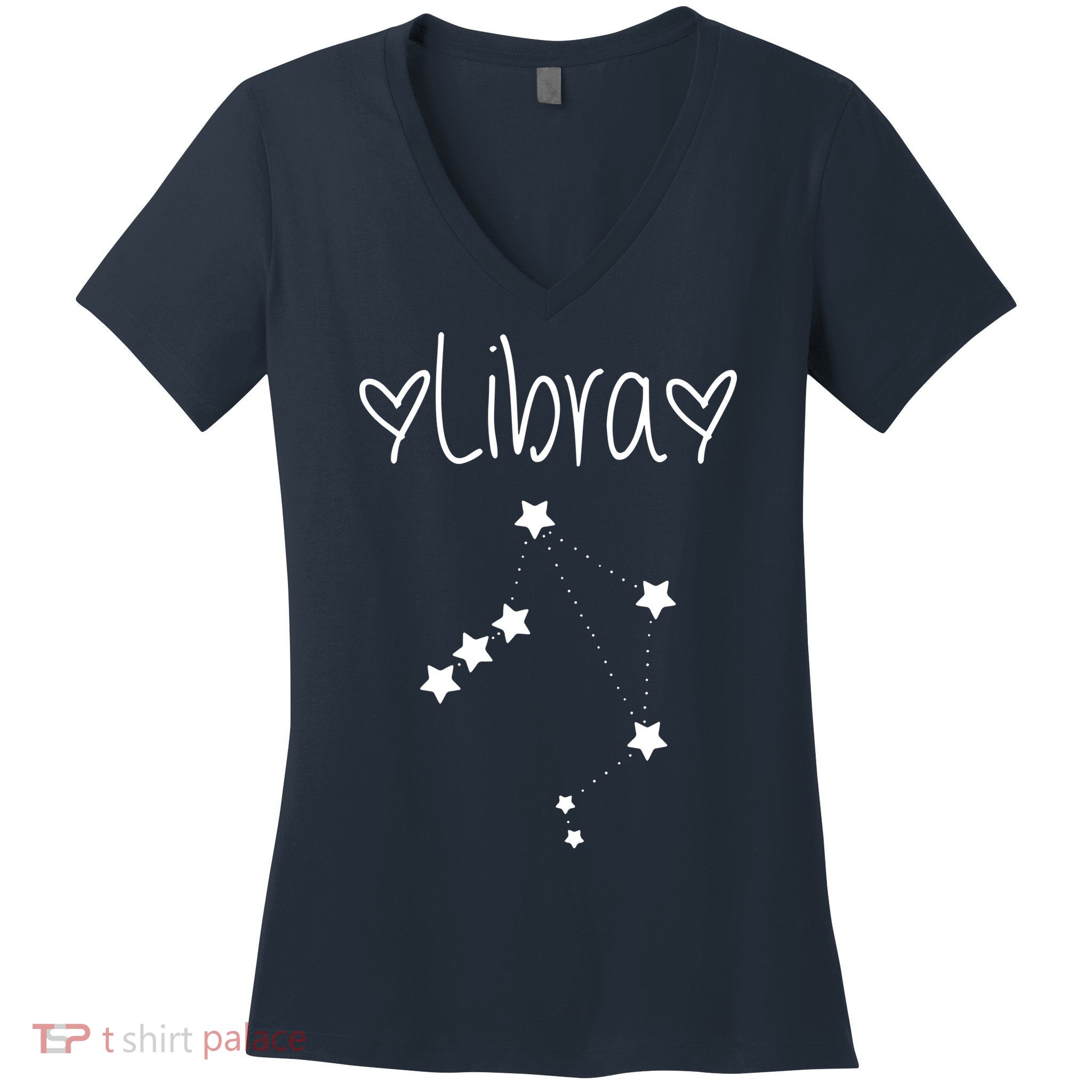 Libra Zodiac Sign Horoscope Stars September October Birthday Women's V-Neck T-Shirt