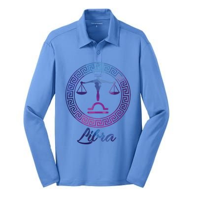 Libra Zodiac Sign Silk Touch Performance Long Sleeve Polo