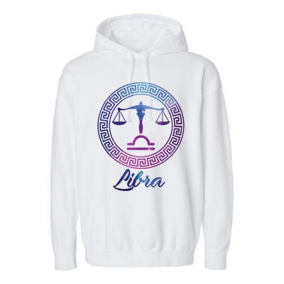 Libra Zodiac Sign Garment-Dyed Fleece Hoodie