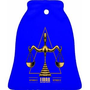 Libra Zodiac Sign Gift Ceramic Bell Ornament