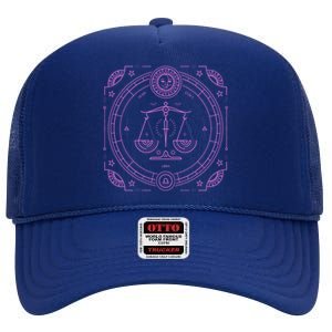 Libra Zodiac Star Sign Horoscope Scales Cute Gift High Crown Mesh Back Trucker Hat