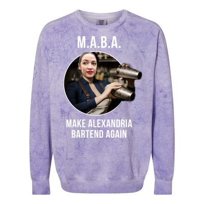 M.A.B.A. Alexandria Ocasio-Cortez Bartend Again Colorblast Crewneck Sweatshirt