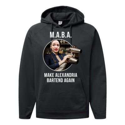 M.A.B.A. Alexandria Ocasio-Cortez Bartend Again Performance Fleece Hoodie