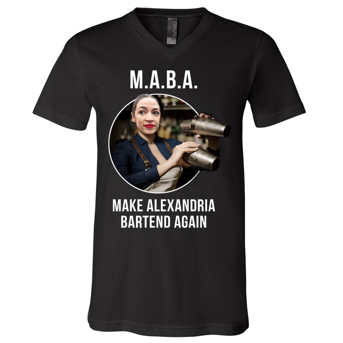 M.A.B.A. Alexandria Ocasio-Cortez Bartend Again V-Neck T-Shirt