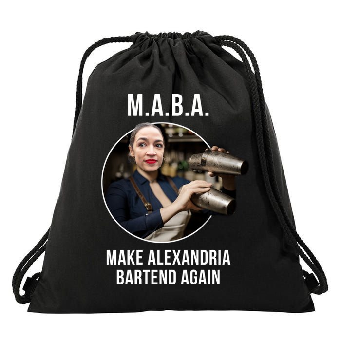 M.A.B.A. Alexandria Ocasio-Cortez Bartend Again Drawstring Bag