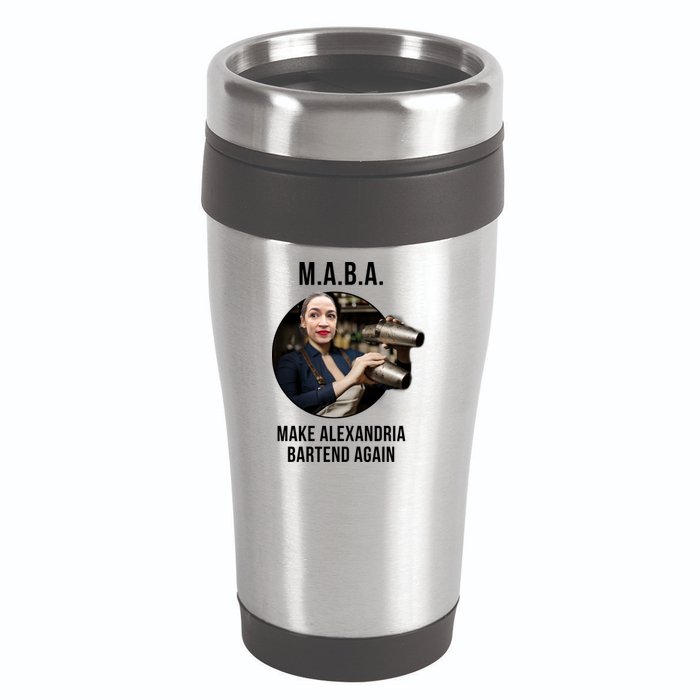 M.A.B.A. Alexandria Ocasio-Cortez Bartend Again 16oz Travel Tumbler