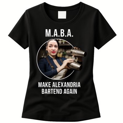 M.A.B.A. Alexandria Ocasio-Cortez Bartend Again Womens T-Shirt