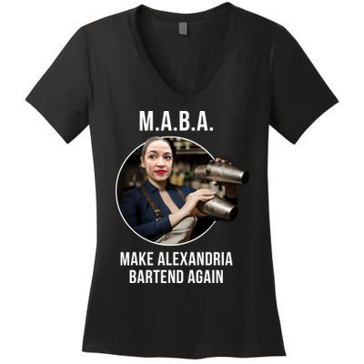 M.A.B.A. Alexandria Ocasio-Cortez Bartend Again Women's V-Neck T-Shirt