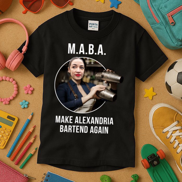 M.A.B.A. Alexandria Ocasio-Cortez Bartend Again Kids T-Shirt