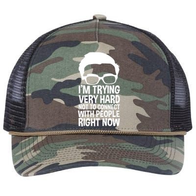 'm Trying Very Hard Not To Connect With People Right Now Retro Rope Trucker Hat Cap