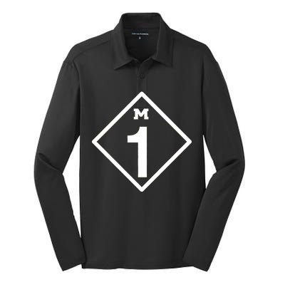 M1 Woodward Ave Sign Silk Touch Performance Long Sleeve Polo