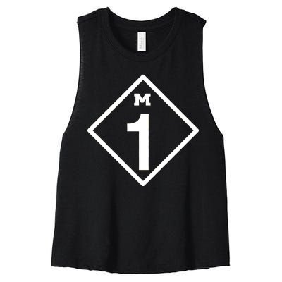 M1 Woodward Ave Sign Women's Racerback Cropped Tank