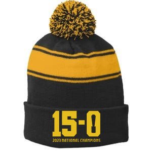 Michigan 15 0 Trophy Stripe Pom Pom Beanie