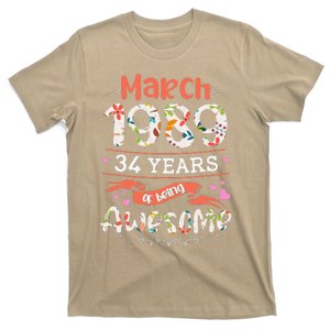 March 1989 34th Birthday Flower 34 Years Old T-Shirt