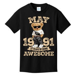 May 1991 33rd Birthday Decorations Gift 33 Years Old Kids T-Shirt