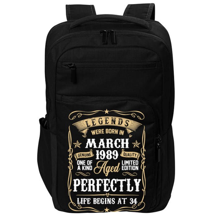 March 1989 34th Birthday Gift 34 Year Old Impact Tech Backpack