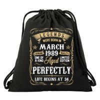 March 1989 34th Birthday Gift 34 Year Old Drawstring Bag