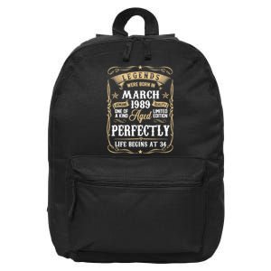 March 1989 34th Birthday Gift 34 Year Old 16 in Basic Backpack