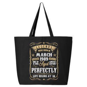 March 1989 34th Birthday Gift 34 Year Old 25L Jumbo Tote