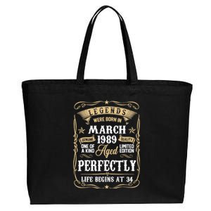 March 1989 34th Birthday Gift 34 Year Old Cotton Canvas Jumbo Tote